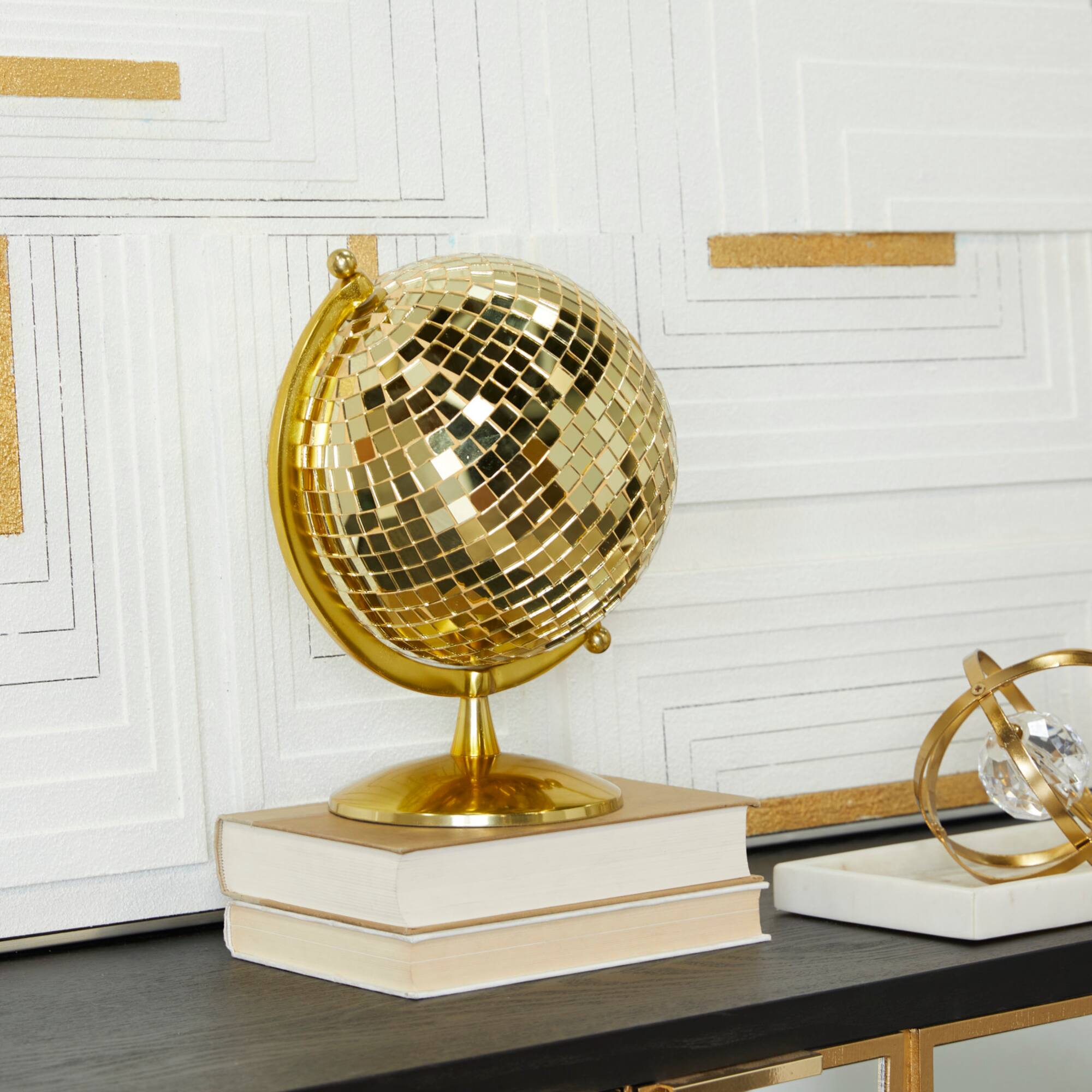 Gold Stainless Steel Glam Globe, 9" x 8" x 12"
